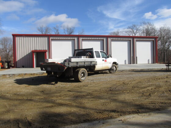 Front view of Oak Grove Volunteer Fire Department, with 4 overhead rolling doors