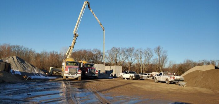 Trucks and equipment at Wagoner County's salt barn