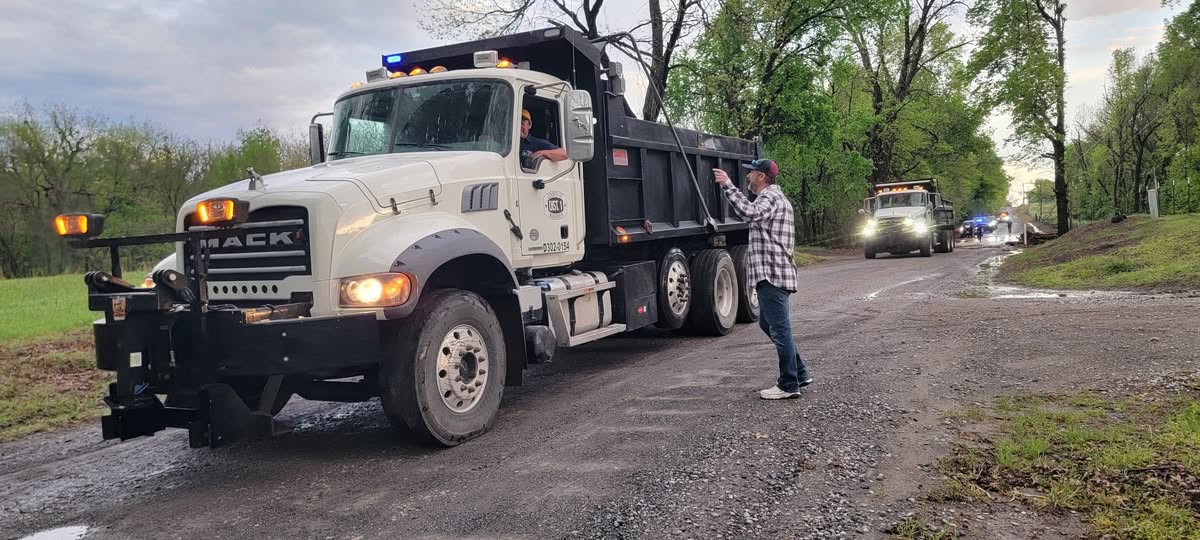 Commissioner James Hanning directing snow removal crews in Wagoner County District 1